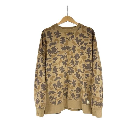 Orvis 1971 Camo Fleece Pullover Crew Neck Sweatshirt Hunting Outdoor Mens Large - Picture 1 of 7